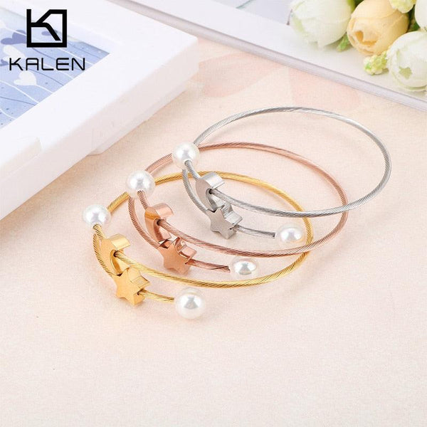 KALEN Stars And Moon Small Fresh Design Romantic Adjustable  Stainless Steel Bracelets For Female.