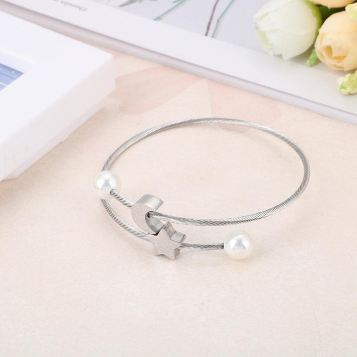 KALEN Stars And Moon Small Fresh Design Romantic Adjustable  Stainless Steel Bracelets For Female.