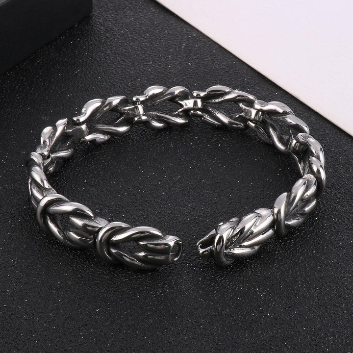 KALEN Stylish Retro Style Stainless Steel Creative Knotted Men's Bracelet Link Chain Jewelry.