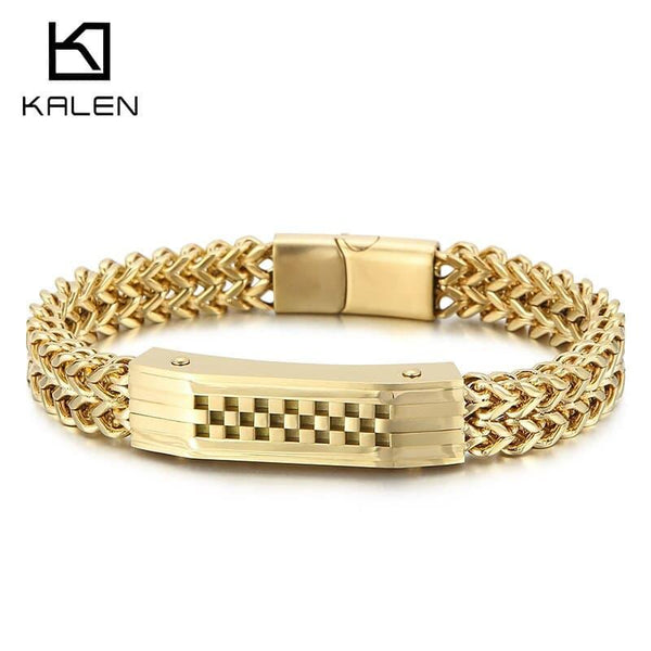 KALEN Tennis Chain Biker Bracelet Men Stainless Steel Trendy Male Gift.