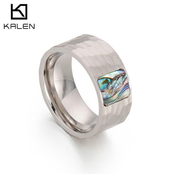 Kalen Three-color Trend 10mm Wide Ring Star Zircon Accessories Couple Rings Stainless Steel Jewelry.