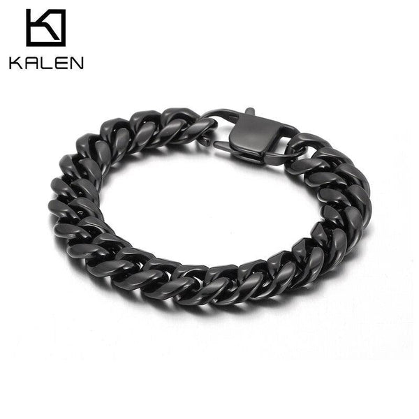 KALEN Trend 14mm Cuban Chain Simple Fashion Link Men's Stainless Steel Bracelet Jewelry.