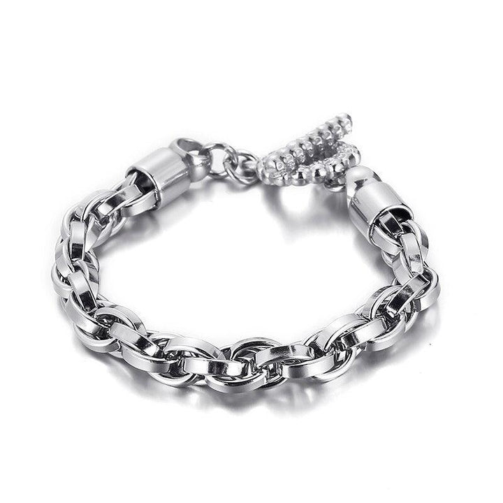 Kalen Trend 9mm Width 4 Color Twisted Chain Combination Link Men's 316L Stainless Steel Bracelet Jewelry.