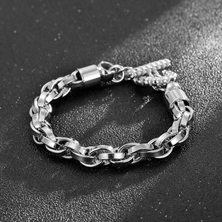 Kalen Trend 9mm Width 4 Color Twisted Chain Combination Link Men's 316L Stainless Steel Bracelet Jewelry.