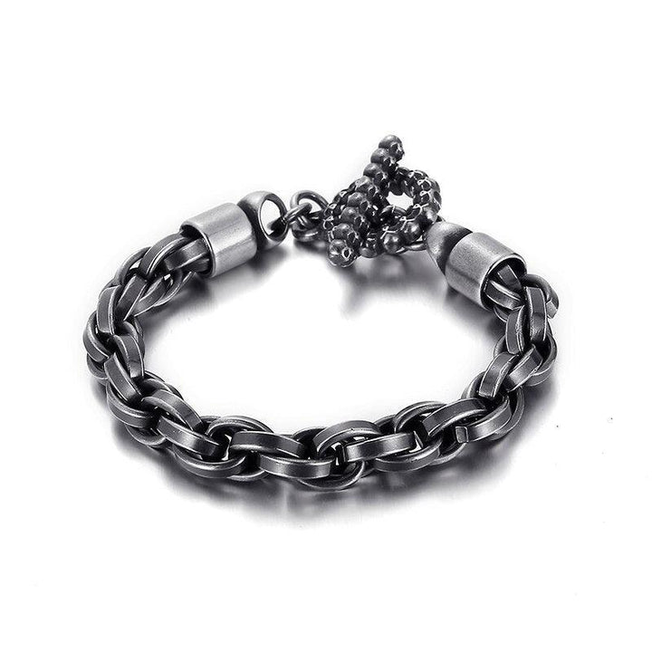 Kalen Trend 9mm Width 4 Color Twisted Chain Combination Link Men's 316L Stainless Steel Bracelet Jewelry.