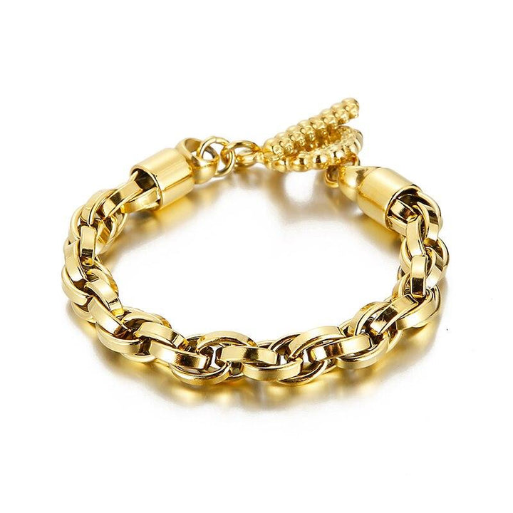 Kalen Trend 9mm Width 4 Color Twisted Chain Combination Link Men's 316L Stainless Steel Bracelet Jewelry.