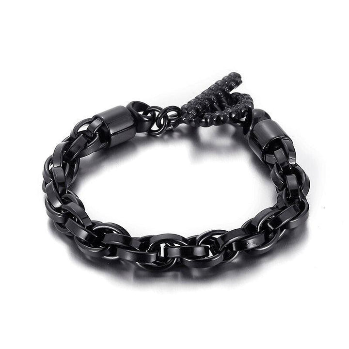 Kalen Trend 9mm Width 4 Color Twisted Chain Combination Link Men's 316L Stainless Steel Bracelet Jewelry.