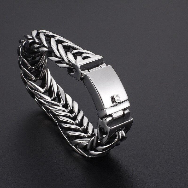 Kalen Trendy V Double Layer Thick Titanium Steel Men's Bracelet Punk Lock Wristband Jewelry New.