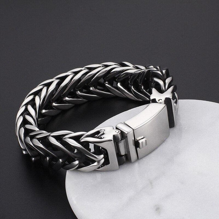 Kalen Trendy V Double Layer Thick Titanium Steel Men's Bracelet Punk Lock Wristband Jewelry New.