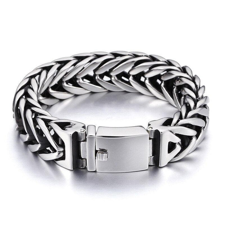 Kalen Trendy V Double Layer Thick Titanium Steel Men's Bracelet Punk Lock Wristband Jewelry New.