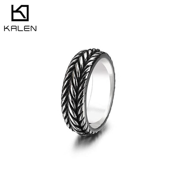 Kalen Twist Braided Rope Shape Ring 316LStainless Steel Men's Charm Jewelry.