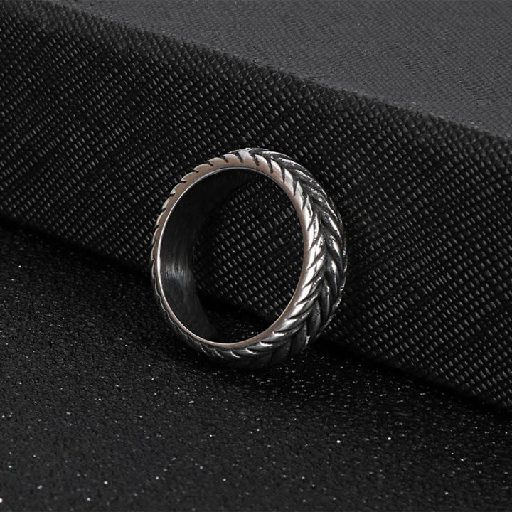 Kalen Twist Braided Rope Shape Ring 316LStainless Steel Men's Charm Jewelry.