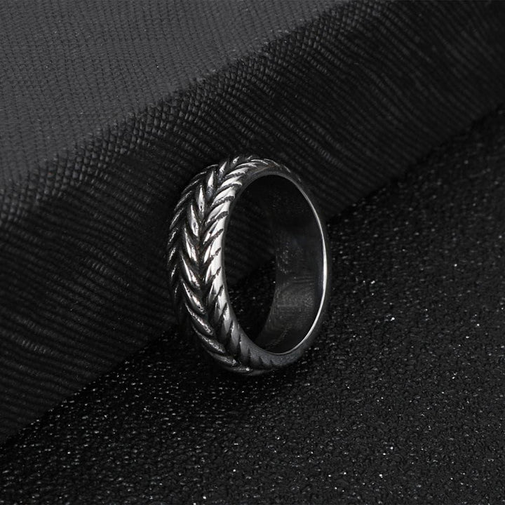 Kalen Twist Braided Rope Shape Ring 316LStainless Steel Men's Charm Jewelry.