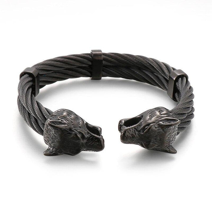 Kalen Viking Wolf Bangle 316L Stainless Steel Men Gold/Black/Silver Color Animal Cuff Bracelet Jewelry.