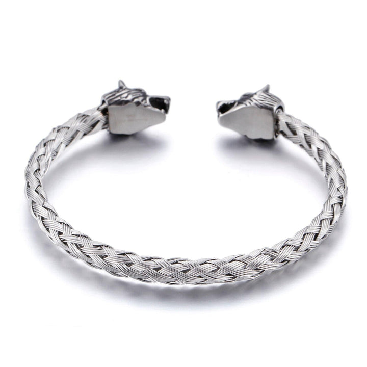 Kalen Trendy Viking Wolf Head Stainless Steel Men's Bangles Punk Nordic Party Accessories Charm.