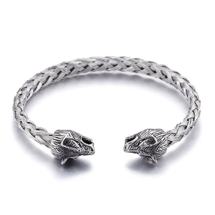 Kalen Trendy Viking Wolf Head Stainless Steel Men's Bangles Punk Nordic Party Accessories Charm.