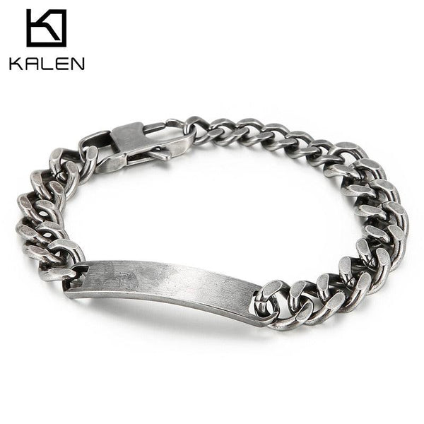 Kalen Vintage 10mm Simple Curb Cuban Chain Men's Punk Bracelet Accessory Link Jewelry Accessories.