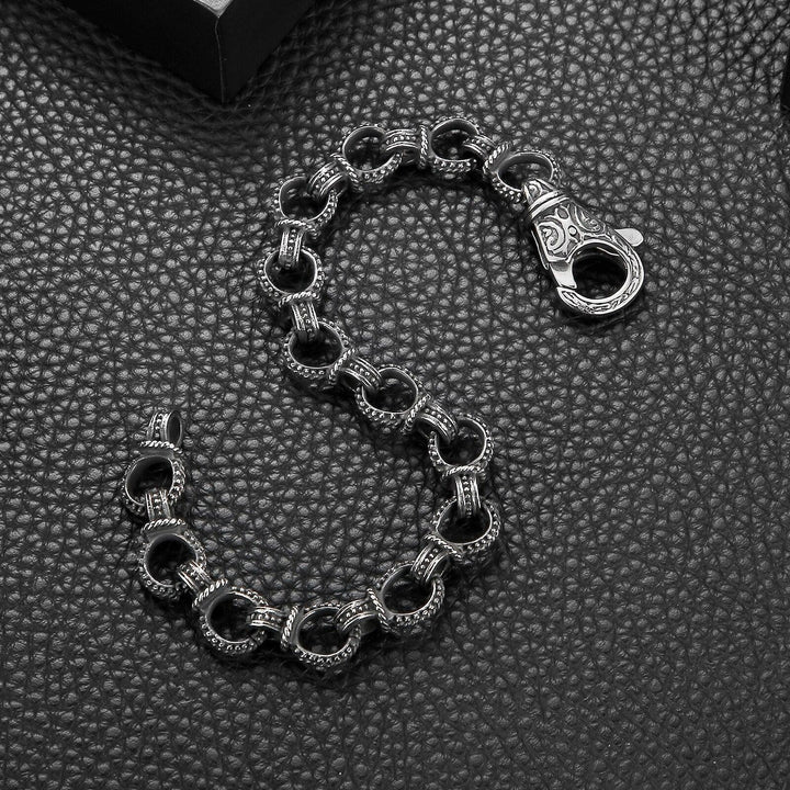 Kalen Vintage 11mm Ring Chain Lightweight Men's Stainless Steel Charm Bracelet Dropshipping.