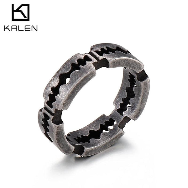 Kalen Vintage 6mm Men's Ring Finger Jewelry Hip Hop Rock Culture Rings Punk Party Gift.