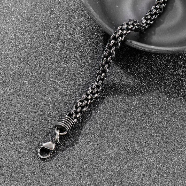 Kalen Vintage 7mm Chain Oxidized Black Stainless Steel Men's Charm Bracelet Punk Jewelry.