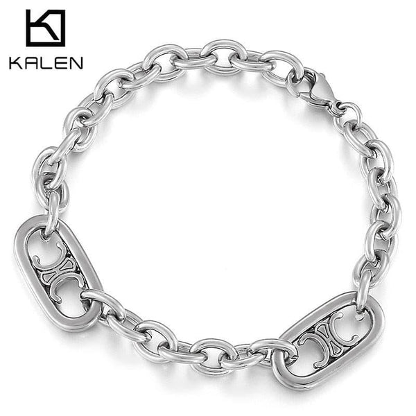 Kalen Vintage 7mm Wide O-chain Black Stainless Steel Men&amp;#39;s Bracelet Curb Cuban Chain Jewelry Wholesale.