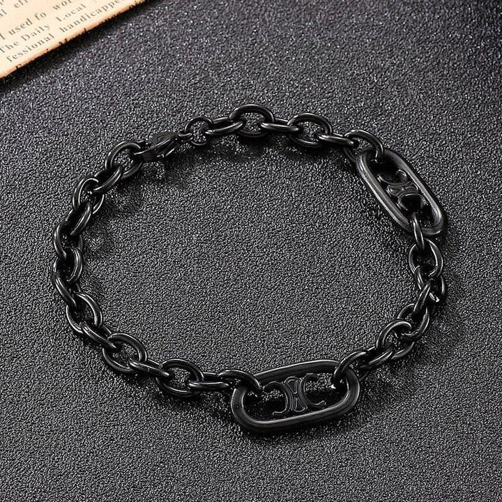 Kalen Vintage 7mm Wide O-chain Black Stainless Steel Men&amp;#39;s Bracelet Curb Cuban Chain Jewelry Wholesale.