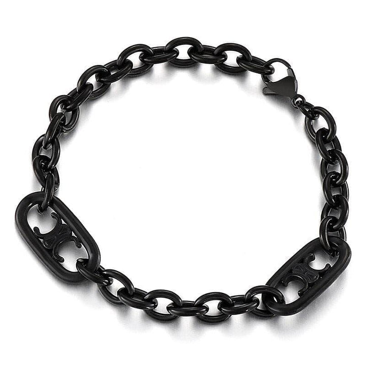 Kalen Vintage 7mm Wide O-chain Black Stainless Steel Men&amp;#39;s Bracelet Curb Cuban Chain Jewelry Wholesale.