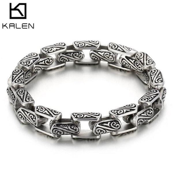 Kalen Vintage 9mm 11mm Totem Chain Cuban Chain Stainless Steel Men's Charm Bracelet Punk Jewelry.