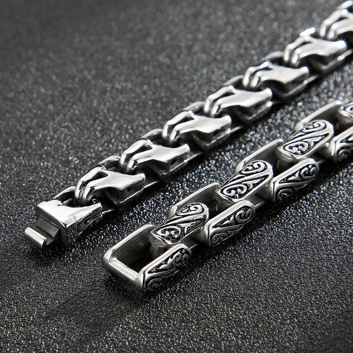 Kalen Vintage 9mm 11mm Totem Chain Cuban Chain Stainless Steel Men's Charm Bracelet Punk Jewelry.