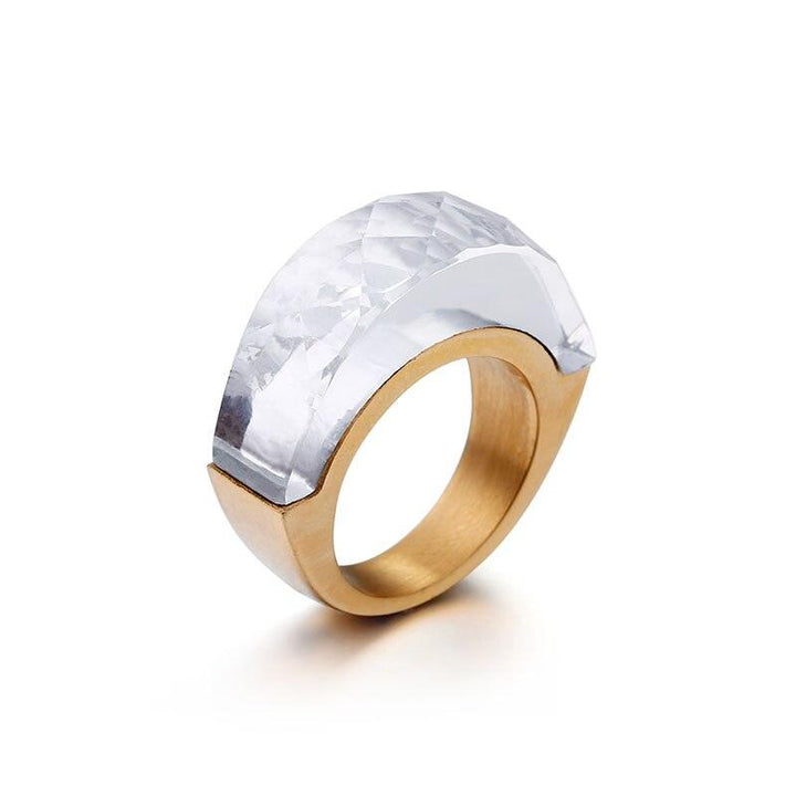 Kalen Vintage 9mm CZ Ring Stone Stainless Steel Crystal Ring Daily Women Wedding Party Jewelry Transparent Silver Gold Ring.