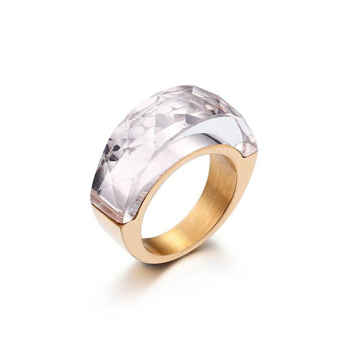 Kalen Vintage 9mm CZ Ring Stone Stainless Steel Crystal Ring Daily Women Wedding Party Jewelry Transparent Silver Gold Ring.