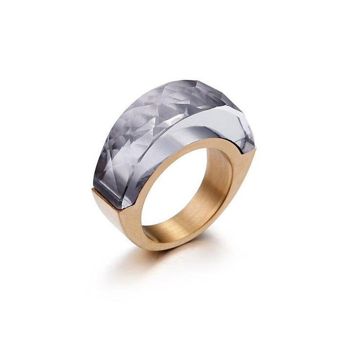 Kalen Vintage 9mm CZ Ring Stone Stainless Steel Crystal Ring Daily Women Wedding Party Jewelry Transparent Silver Gold Ring.