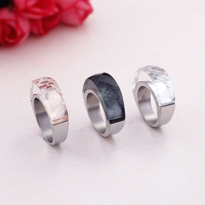 Kalen Vintage 9mm CZ Ring Stone Stainless Steel Crystal Ring Daily Women Wedding Party Jewelry Transparent Silver Gold Ring.