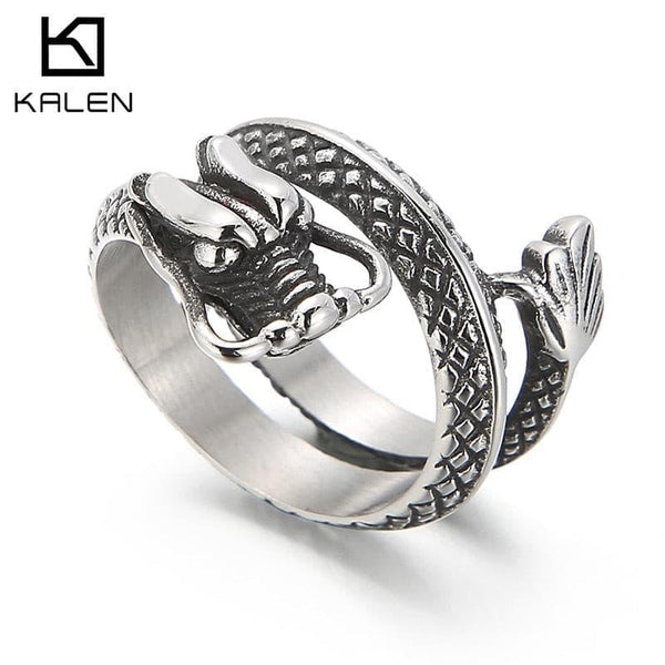 Kalen Vintage Animal Dragon High Quality Stainless Steel Charm Ring For Men's Jewelry Wholesale.