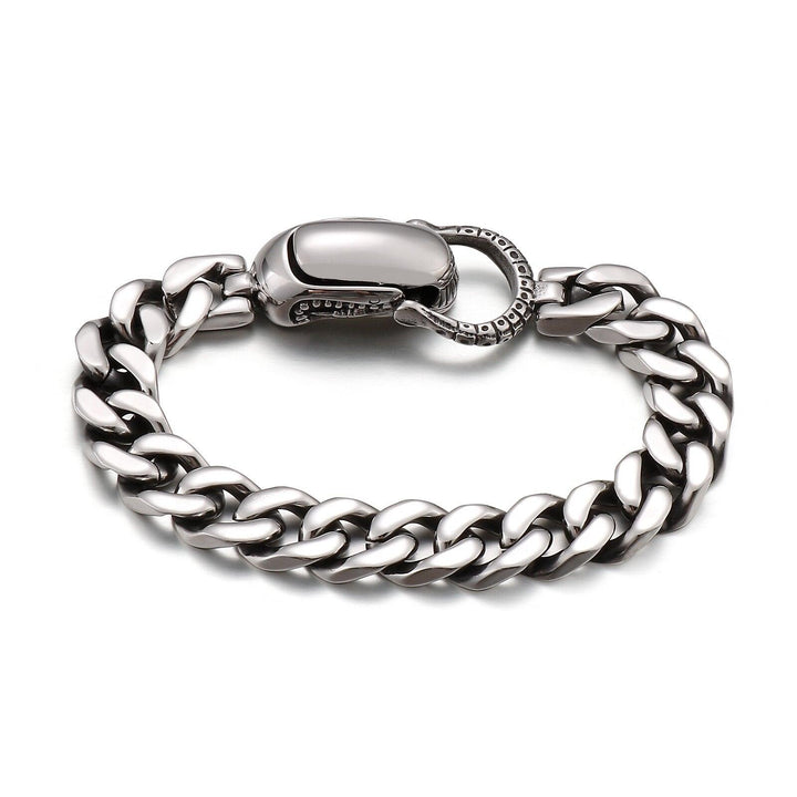 Kalen Vintage Boiled Black Stainless Steel Chain Men's Bracelet Punk High Quality Smooth Lock Link.