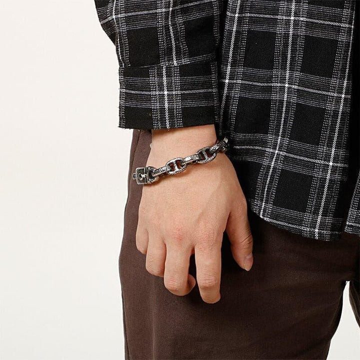 KALEN Vintage Box Chain Bracelet Men 24cm Stainless Steel Retro Matte Chain Boho Armband Jewellry Pulseira Masculina Accessories.