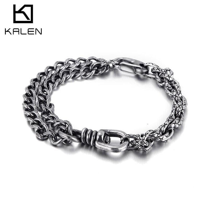 Kalen Vintage Chain Men's Gothic Feature Combination Chain Stainless Steel Jewelry.