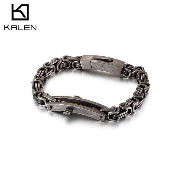 Kalen Vintage Cross Accessory Bracelet Men's Stainless Steel Black Color Punk Style 220mm Jewelry.