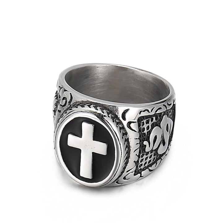 Kalen Vintage Cross pattern Power Ring Men's Stainless Steel Charm Punk Rings Jewelry Wholesale.