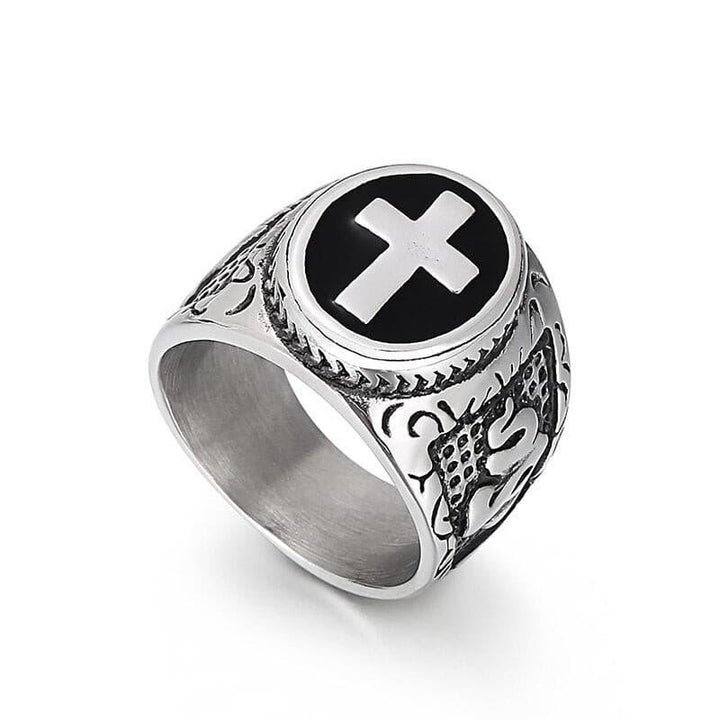 Kalen Vintage Cross pattern Power Ring Men's Stainless Steel Charm Punk Rings Jewelry Wholesale.