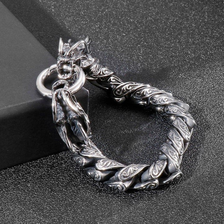 Kalen Vintage Cuban Chain Dragon Bracelet Accessories Totem Men's Stainless Steel Bracelet.