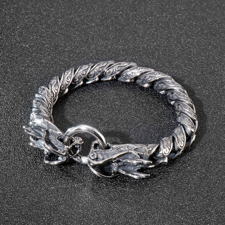 Kalen Vintage Cuban Chain Dragon Bracelet Accessories Totem Men's Stainless Steel Bracelet.