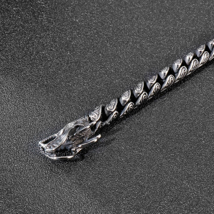 Kalen Vintage Cuban Chain Dragon Bracelet Accessories Totem Men's Stainless Steel Bracelet.