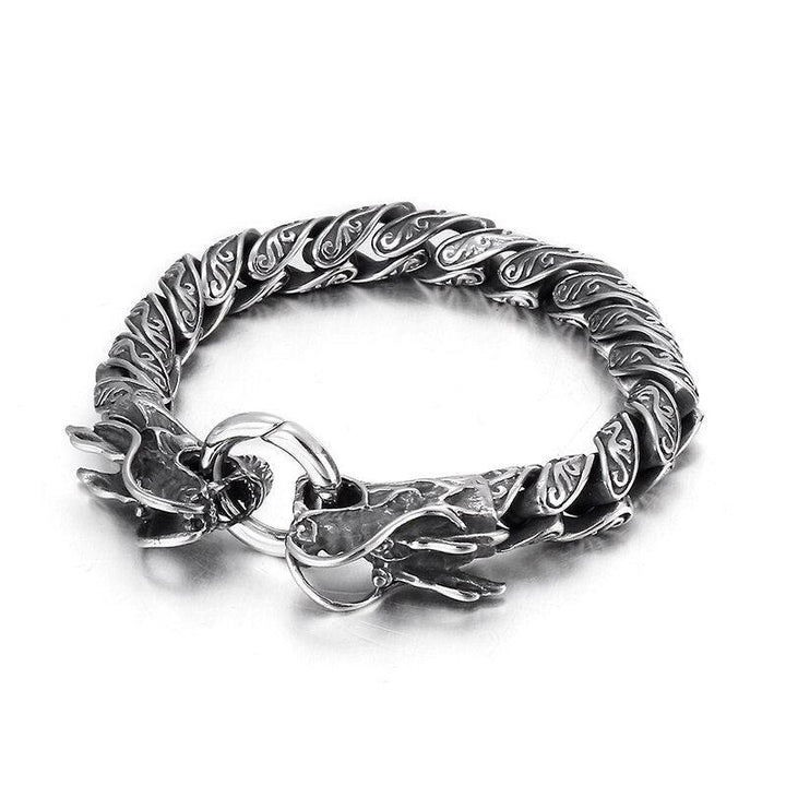 Kalen Vintage Cuban Chain Dragon Bracelet Accessories Totem Men's Stainless Steel Bracelet.