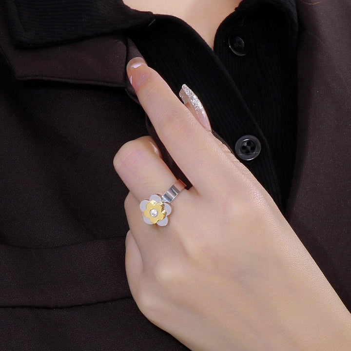 Kalen Vintage Daisy Flower Rings For Women Korean Style Finger Ring Bride Wedding Engagement Statement Jewelry Gif.
