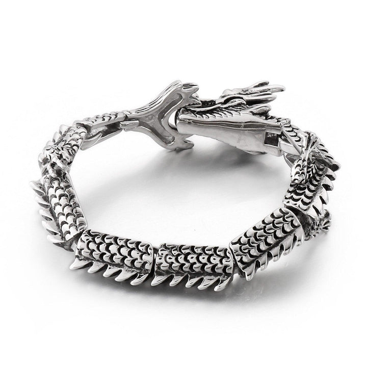 Kalen Vintage Dragon Bracelet Steel Color  High Quality Punk Style Accessories Men's Bangles.