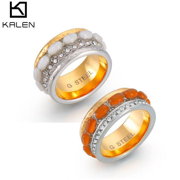 Kalen Vintage Exquisite Colorful Stone Rings Metallic Chain Trendy Geometry Hit Rings Set for Women Girls Jewelry.