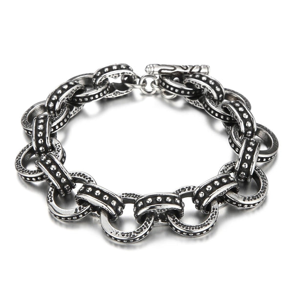 KALEN Vintage Fashion Link Chain Bracelet Men Stainless Steel 316L Party Jewelry.