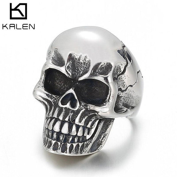 Kalen Vintage Gothic Style 6mm Men's Stainless Steel Skull Ring Charm Jewelry Accessories.