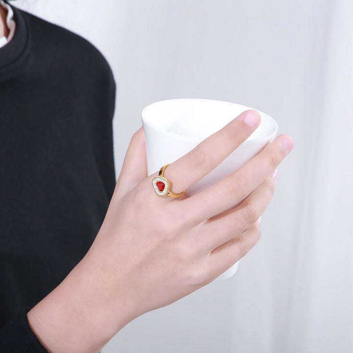 KALEN Vintage Heart Ring For Women Female Cute Finger Rings Romantic Birthday Gift For Girlfriend Fashion Zircon Stone Jewelry.
